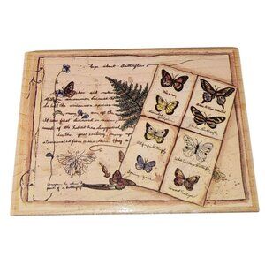 Stamps Happen, Inc Peggy Abrams Page About Butterflies #90240 Large Wooden Rubbe
